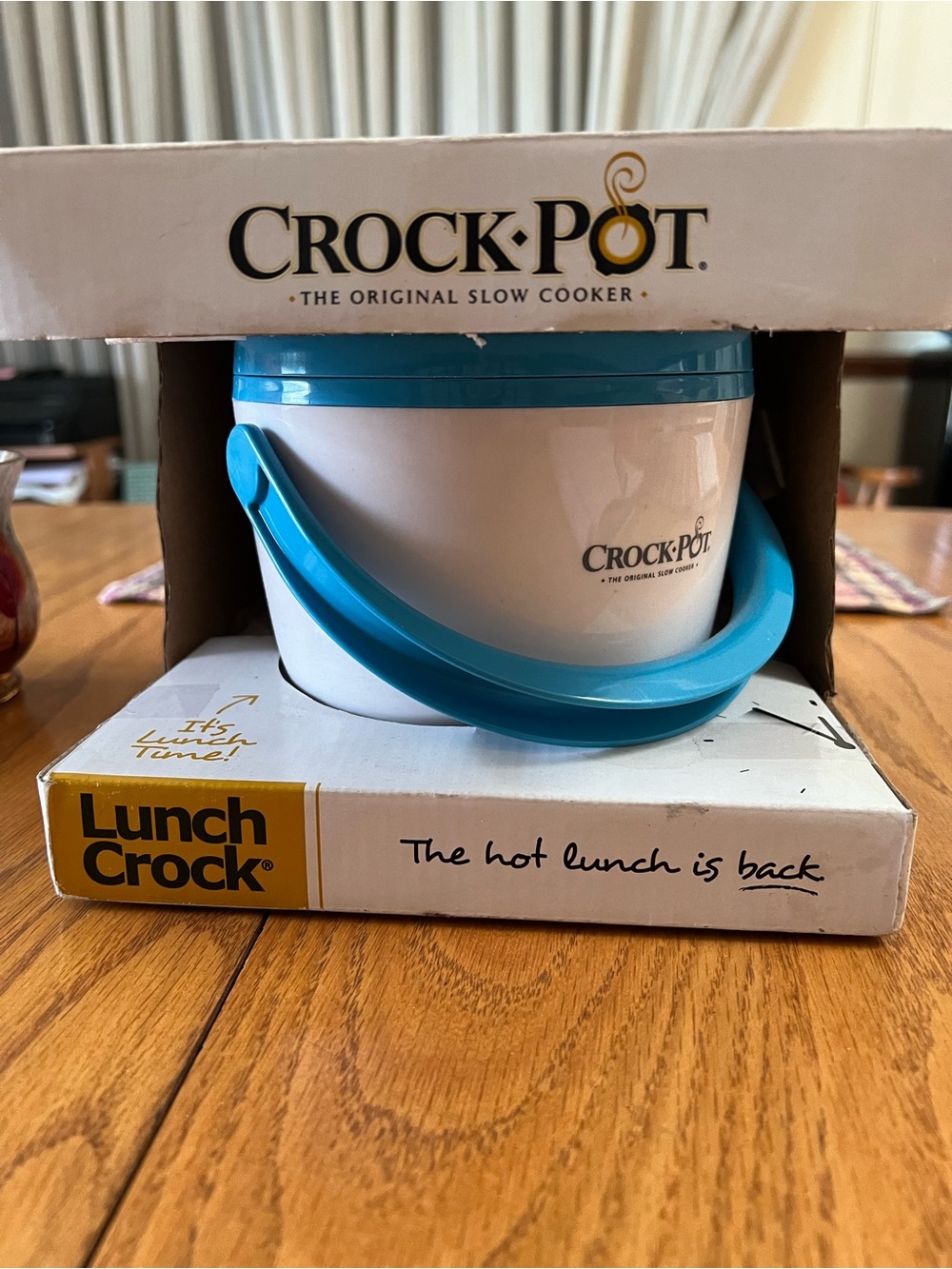 Lunch Crock Crock Pot-Portable Food Warmer, Blue & White